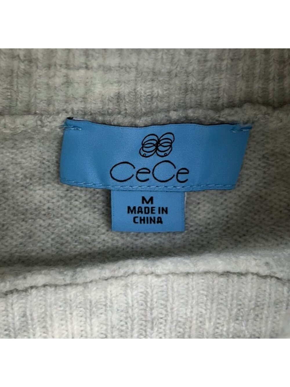 Ski Pattern Turtleneck Sweater By CeCe Medium Blue & White Striped Wool Blend - Picture 12 of 13